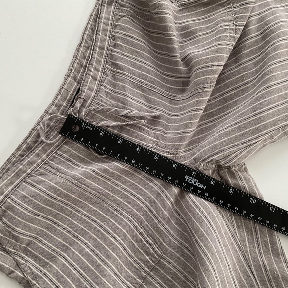 Victorias Secret Linen Blend Striped Lounge Pants Sz 4 Neutral Pull On Y2K Boho - Picture 6 of 9